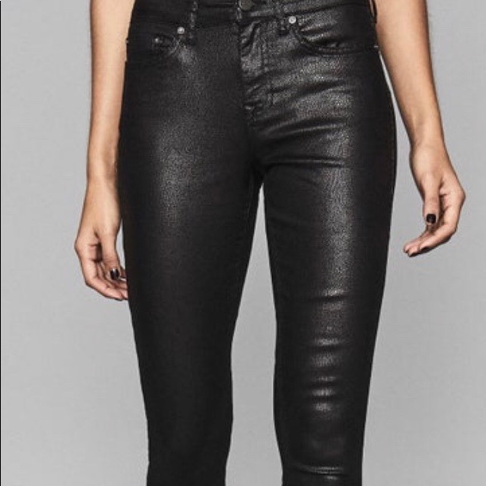 COATED MID RISE SKINNY JEANS BLACK LUX SNAKE